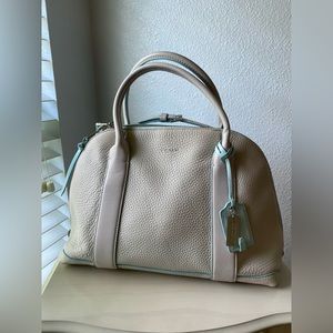 COACH Bleecker Edgepaint Preston Leather Satchel 30165 Cream & Light Blue